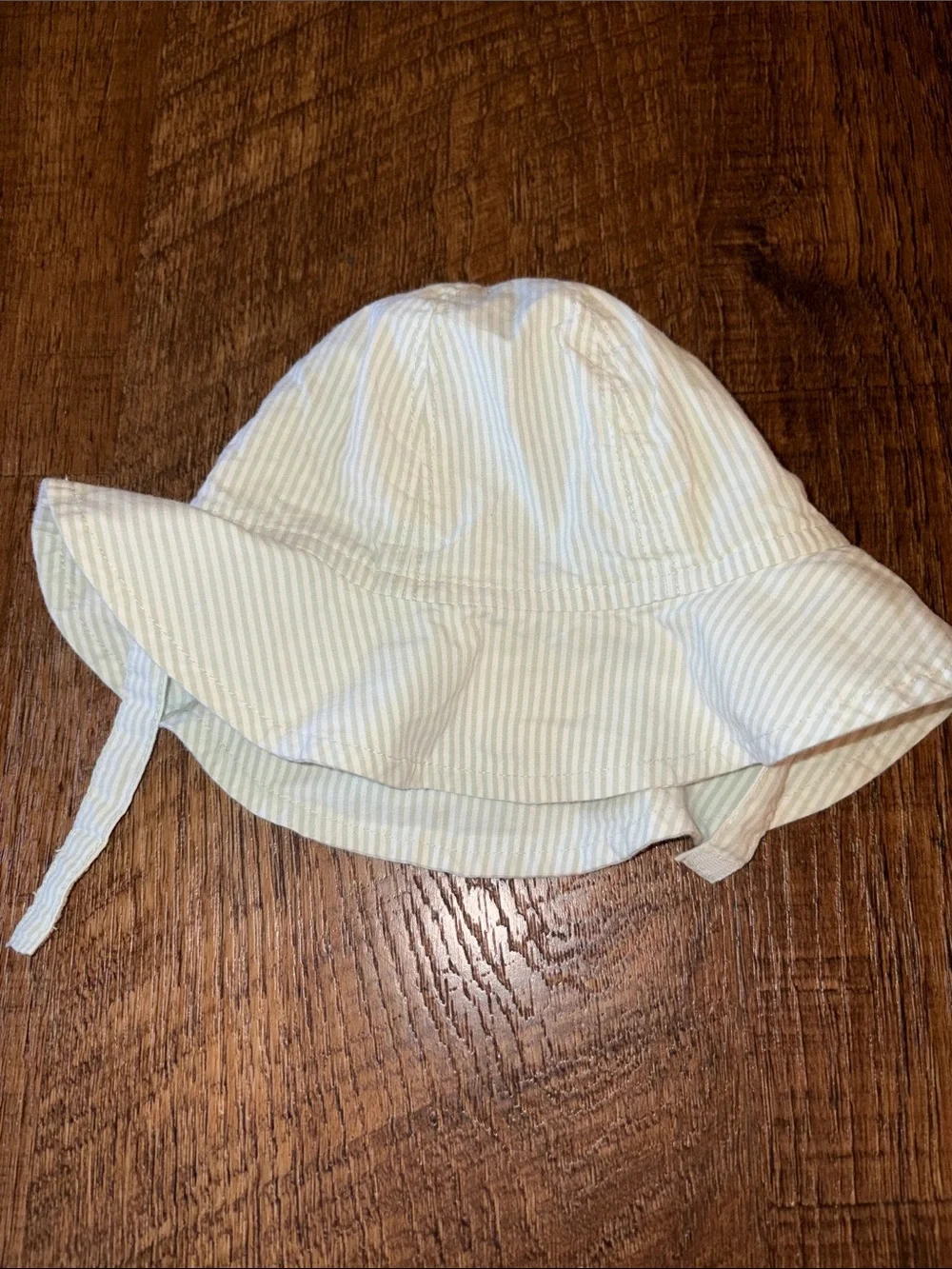 Carter's White & Green Striped Dress, Hat, Bloomers Set - 6M